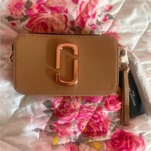 Marc Jacobs Snapshot Tan Crossbody Bag with Gold Hardware